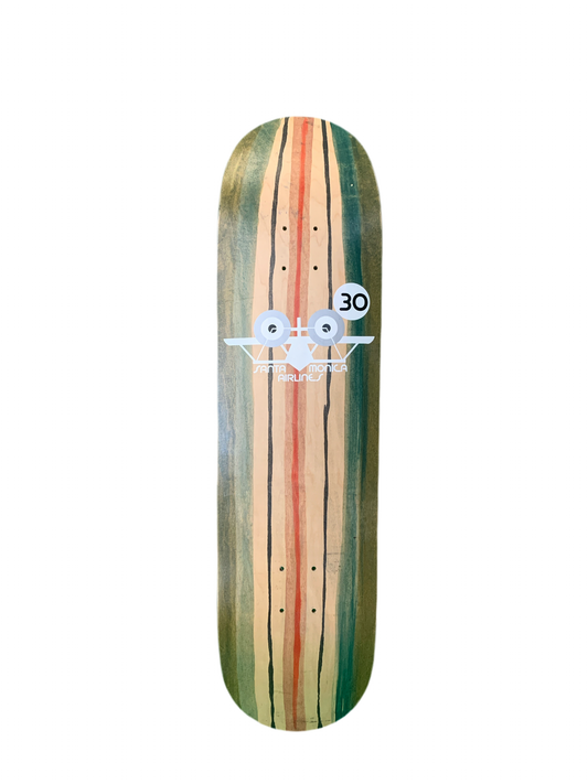 Santa Monica Airlines 30th Anniversary Hand Painted 9" Shaped Classic Skateboard Deck