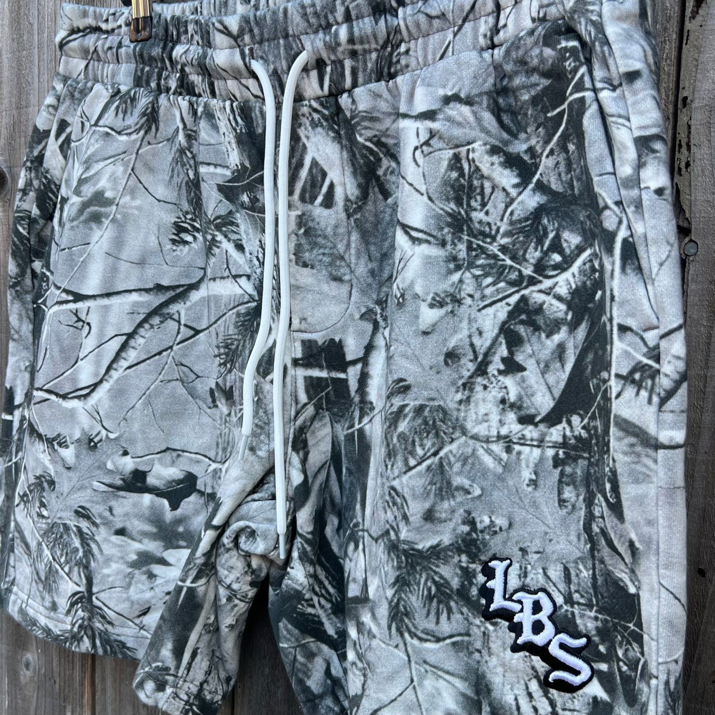Long Beach Skate Co LBS Long Side Vintage Grey Wood Camo Volley Short