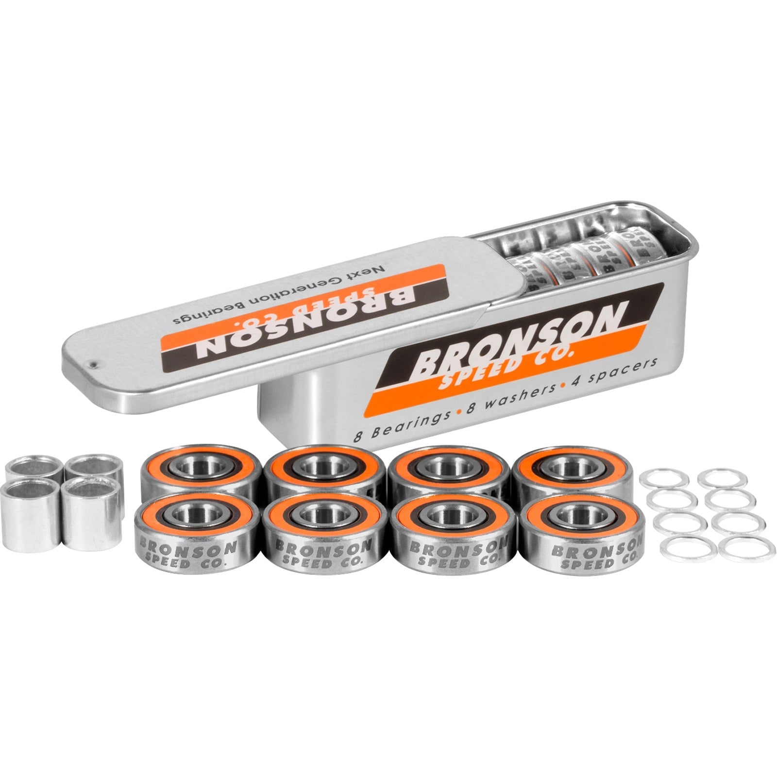 Bronson G3 Bearings Single Set Tin with Spacers+Washers - Bow Shock Marketplace