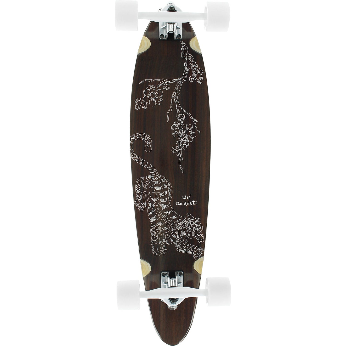 San Clemente Tiger Lilly Pintail Longboard Complete - 8.0" - Bow Shock Marketplace