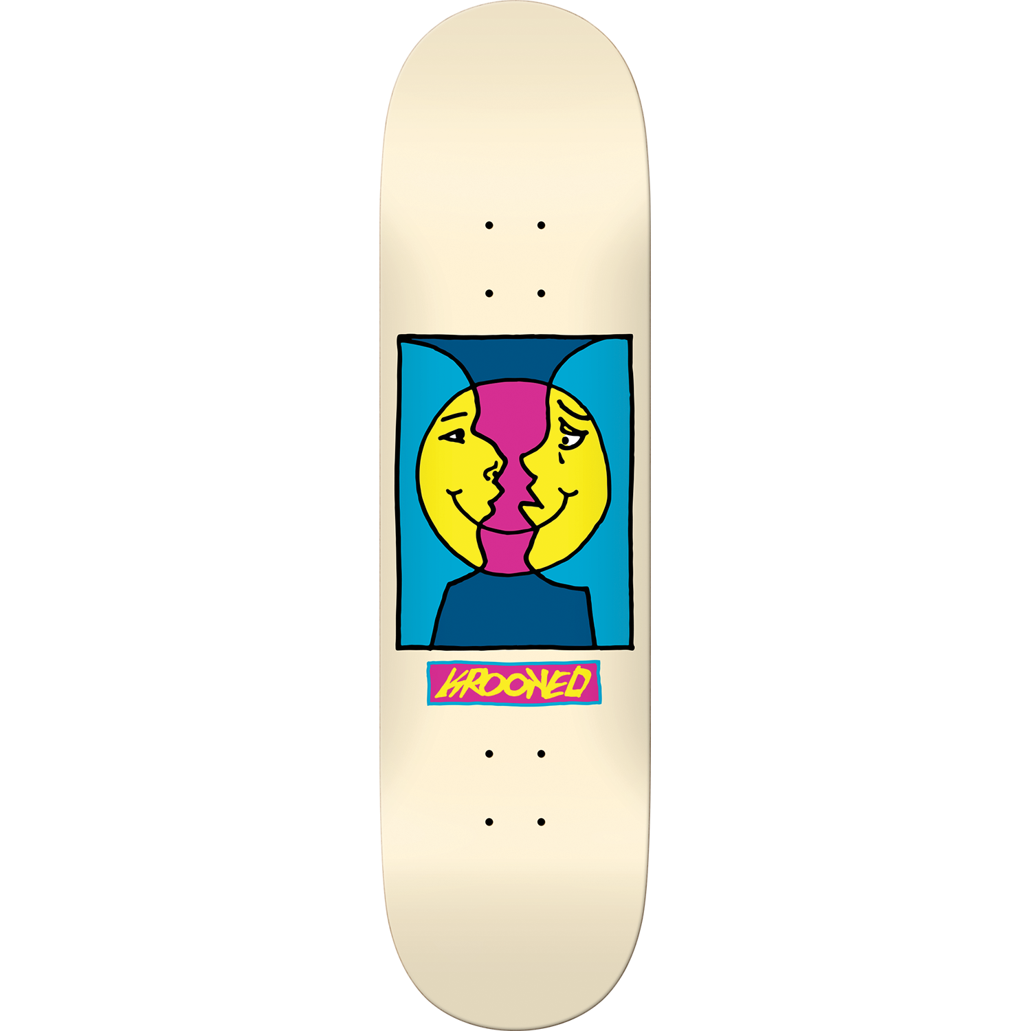 Krooked Moon Smile Skateboard Deck - 8.38″ Cream - Bow Shock Marketplace