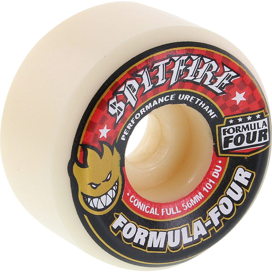 Spitfire Wheels F4 Conical Full 56mm 101a - White/Red (Set of 4)