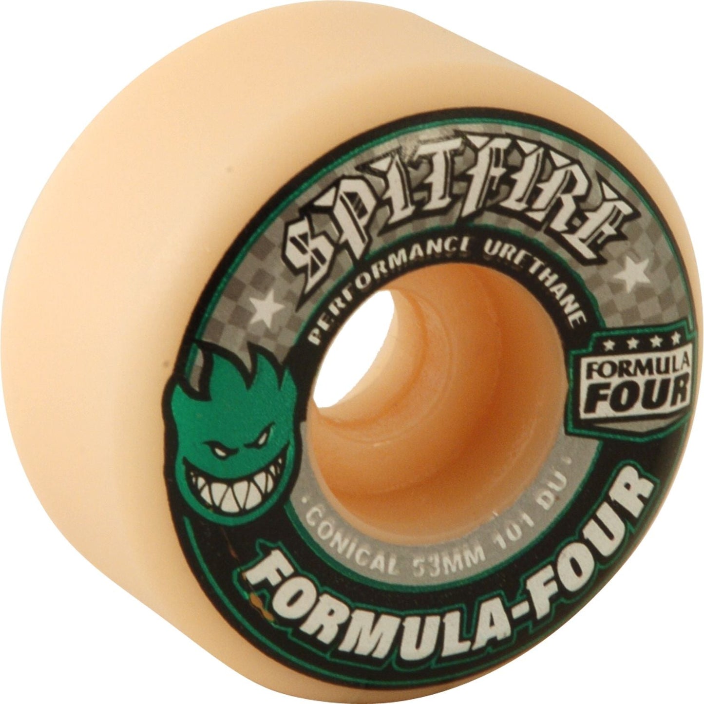 Spitfire Wheels F4 Conical 53mm 101a - White/Green/Black (Set of 4) - Bow Shock Marketplace