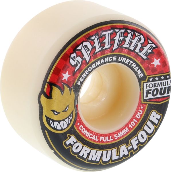 Spitfire Wheels F4 Conical Full 54mm 101a - White/Red (Set of 4) - Bow Shock Marketplace