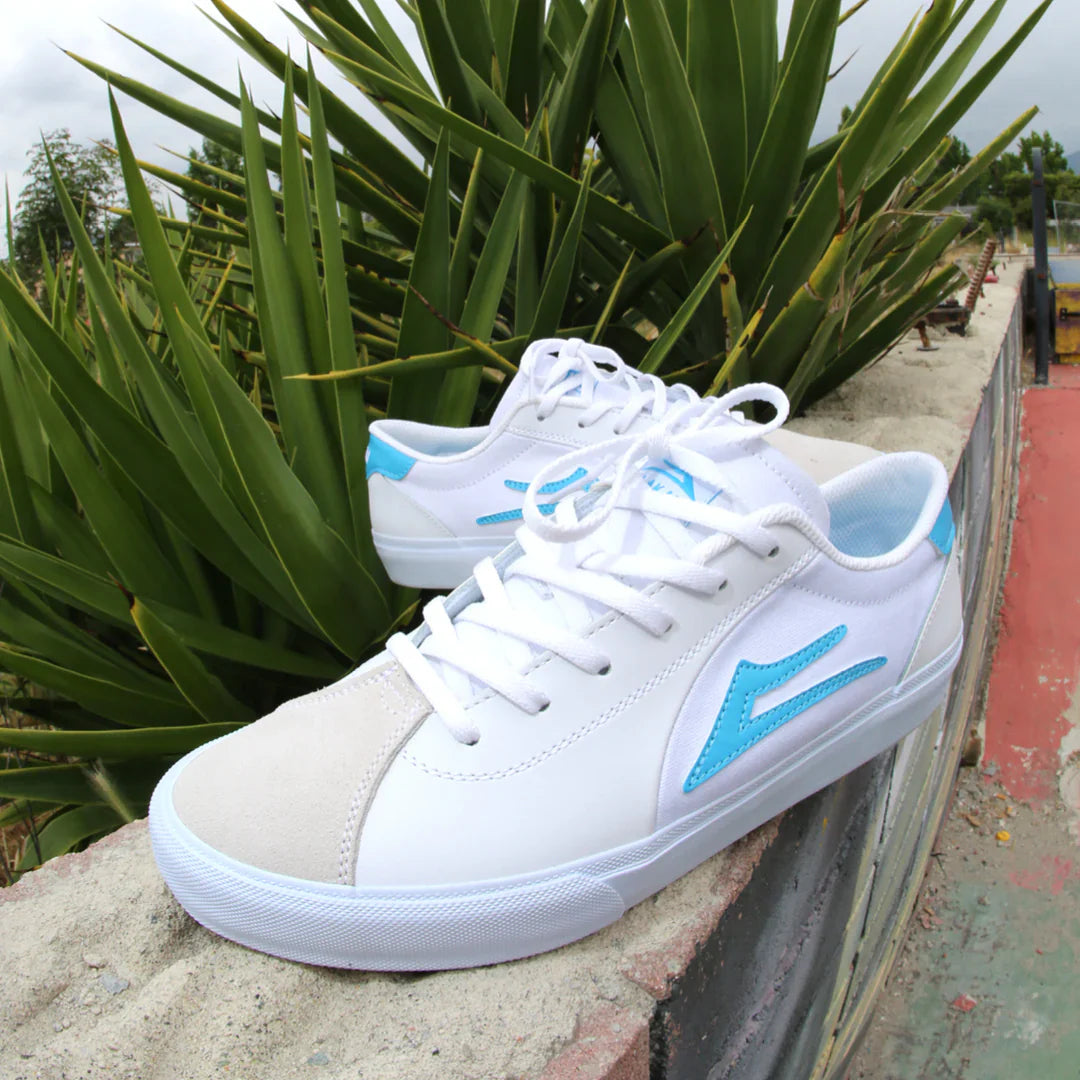 Lakai Shoes Flaco II - White/Cyan Leather - Bow Shock Marketplace