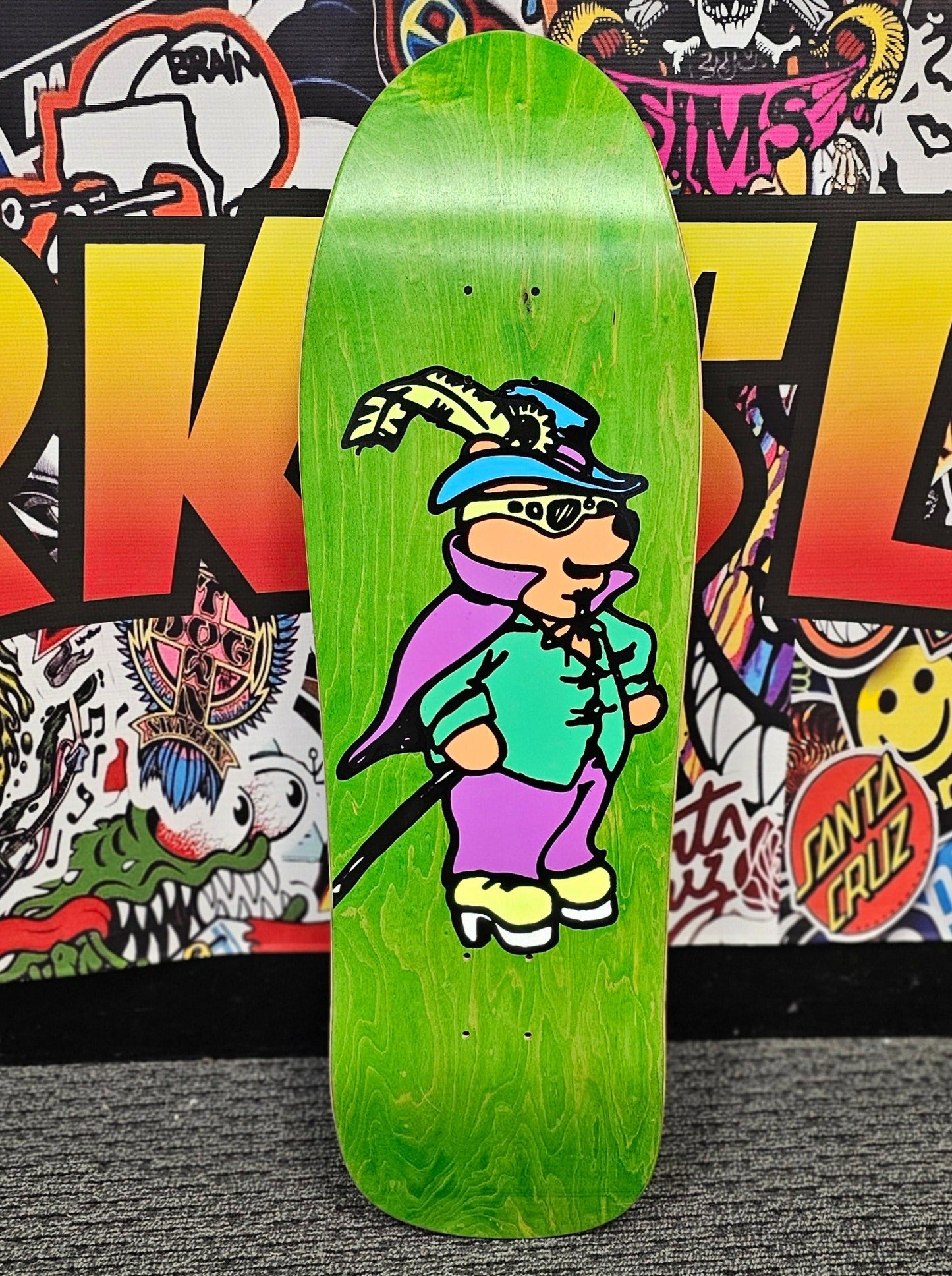 Prime Marc McKee Sticker-O-Rama "WINNIE THE PIMP BEAR" Skateboard Deck - Bow Shock Marketplace