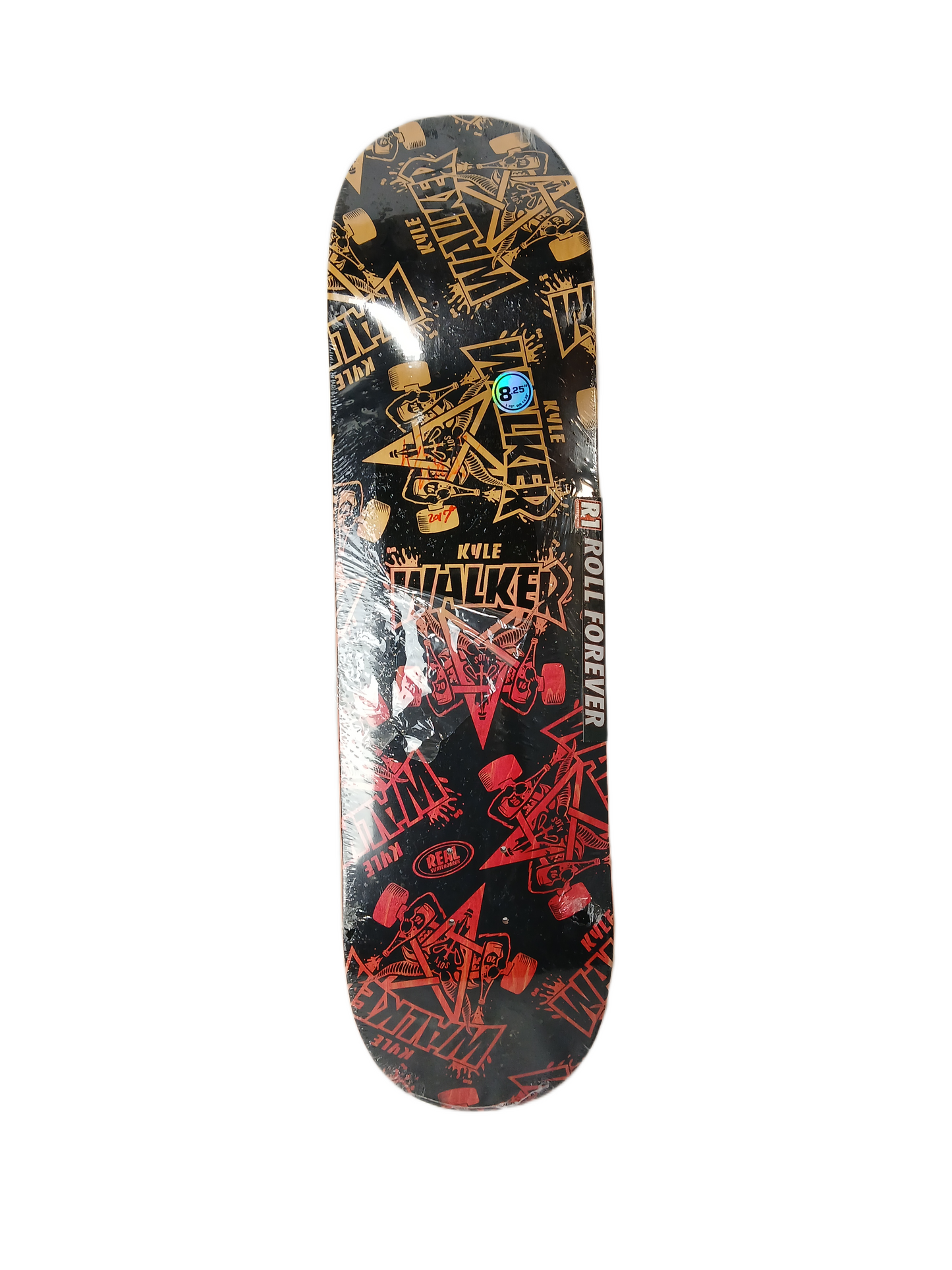 Real X Thrasher Magazine Kyle Walker Signed Skater Of The Year Party Goat Black Multi Size 8.25" Vintage NOS Deck