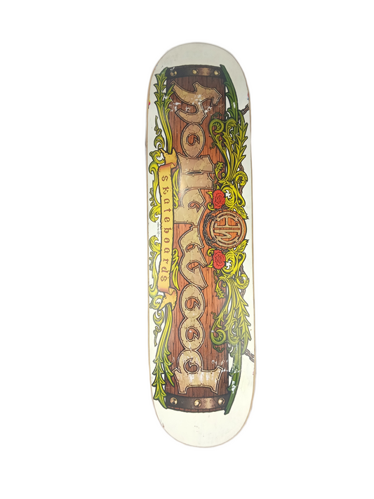 Hollywood Skateboards Floral Wood Logo White Brown Multi Size 8.1" Vintage NOS Deck