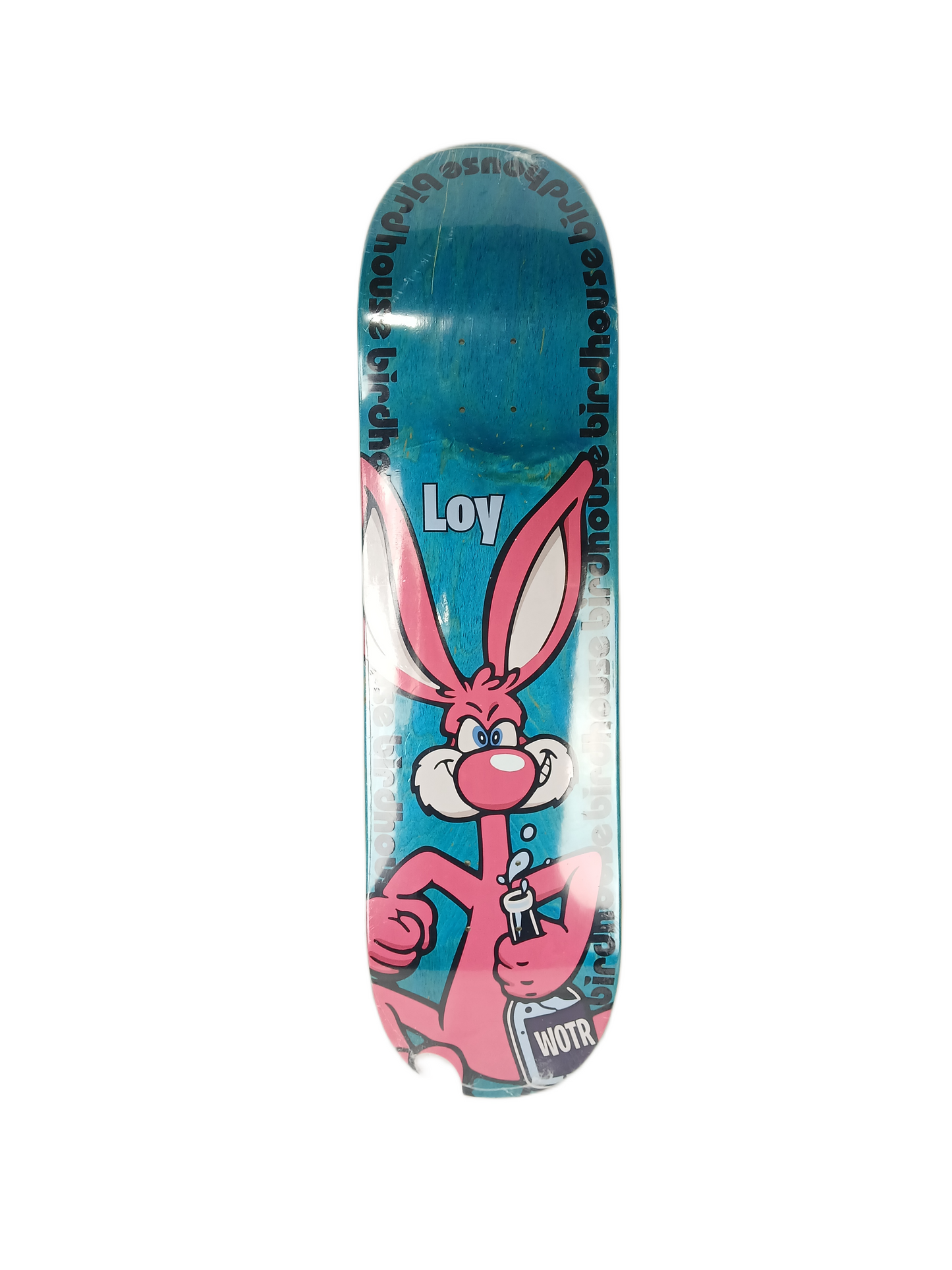 Birdhouse David Loy Rabbit Turquoise Woodgrain Black Pink Size 8.375 Vintage NOS Deck