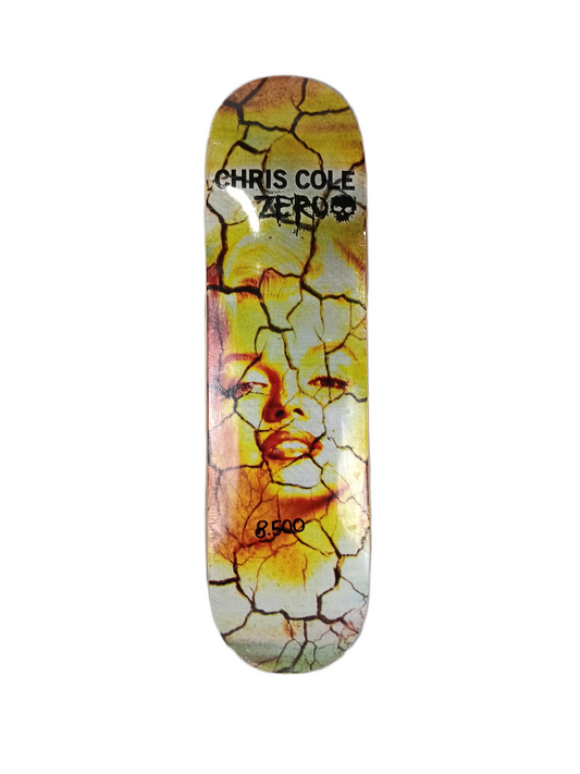 Zero Chris Cole Fractured Portrait Yellow Orange Black Size 8.500" Vintage NOS Deck
