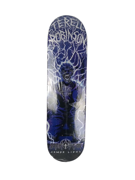 Darkstar Terrel Robinson Electric Chair Black Purple White Armor Light Size 8.300" Vintage NOS Armor Light Deck Ripped Plastic