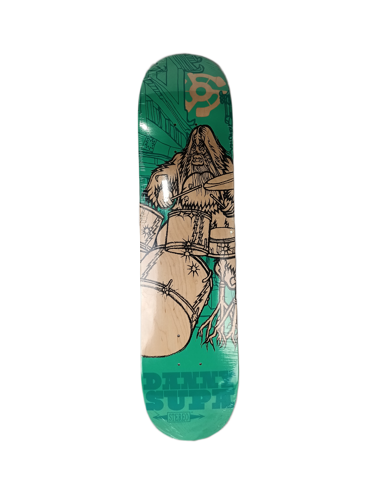 Stereo Danny Supa Bigfoot Turquoise Woodgrain Black Size 7.5" Vintage NOS Deck