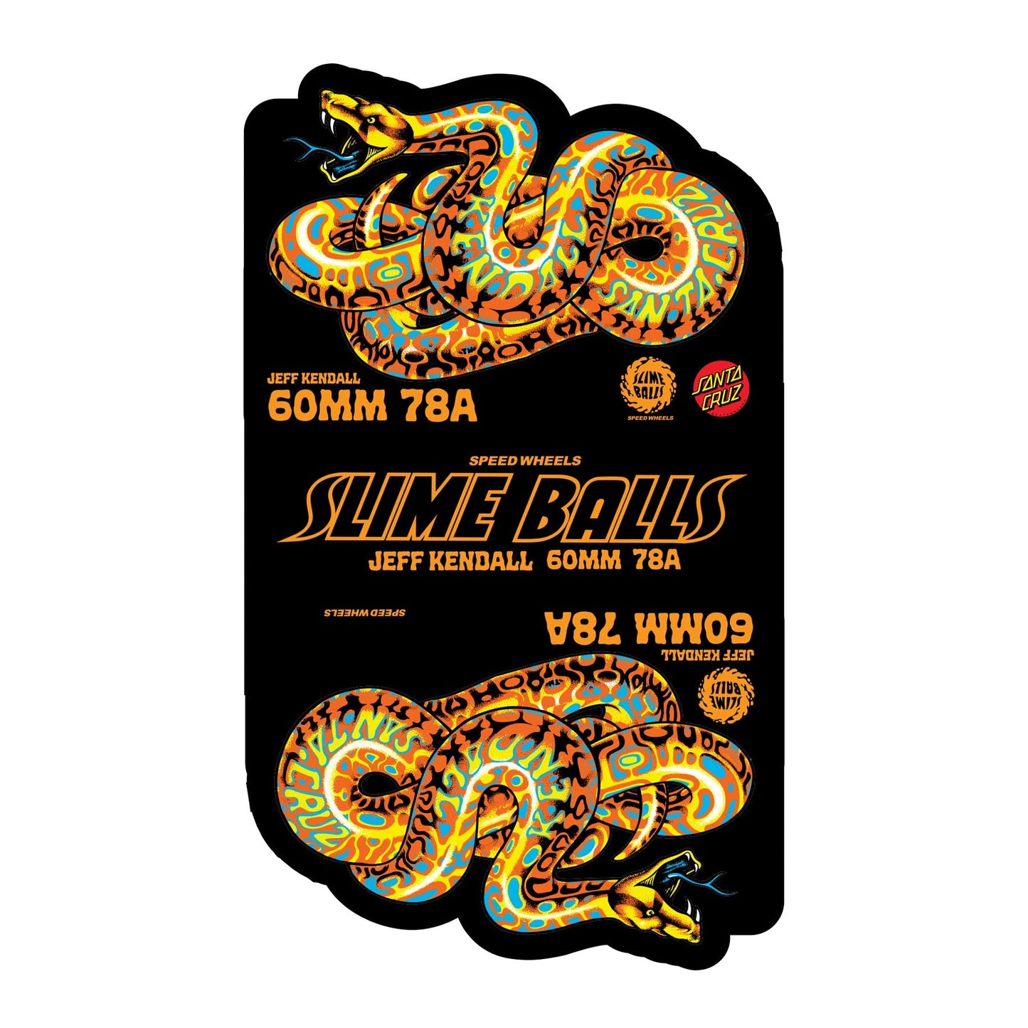 Slime Balls Jeff Kendall Snake Yellow 60mm 78a Skateboard Wheels