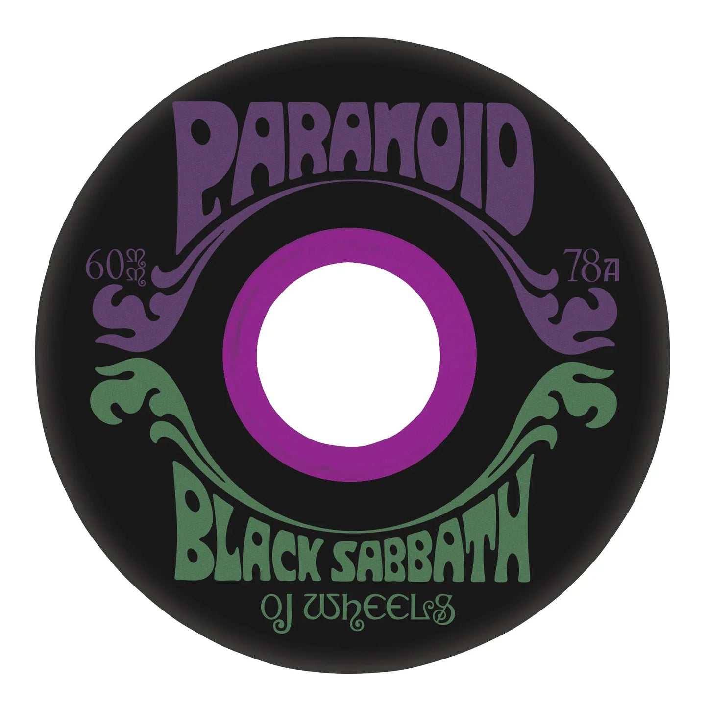 OJ Black Sabbath Paranoid Super Juice Black 78a 60mm Cruiser Skateboard Wheels