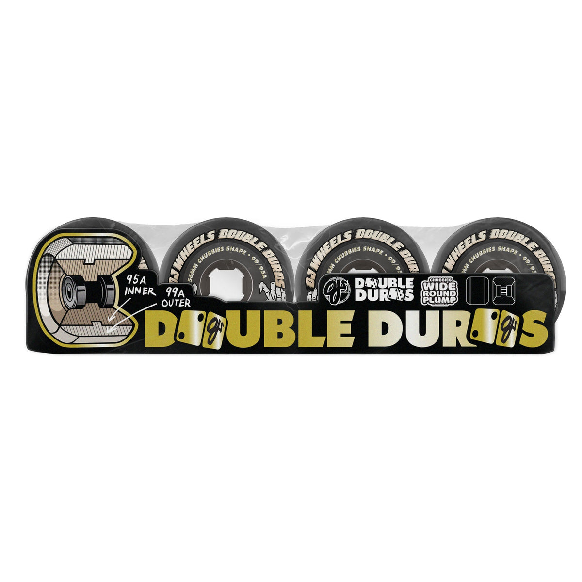 OJ Double Duro Black Chubbies 56mm 95A/99A Skateboard Wheels