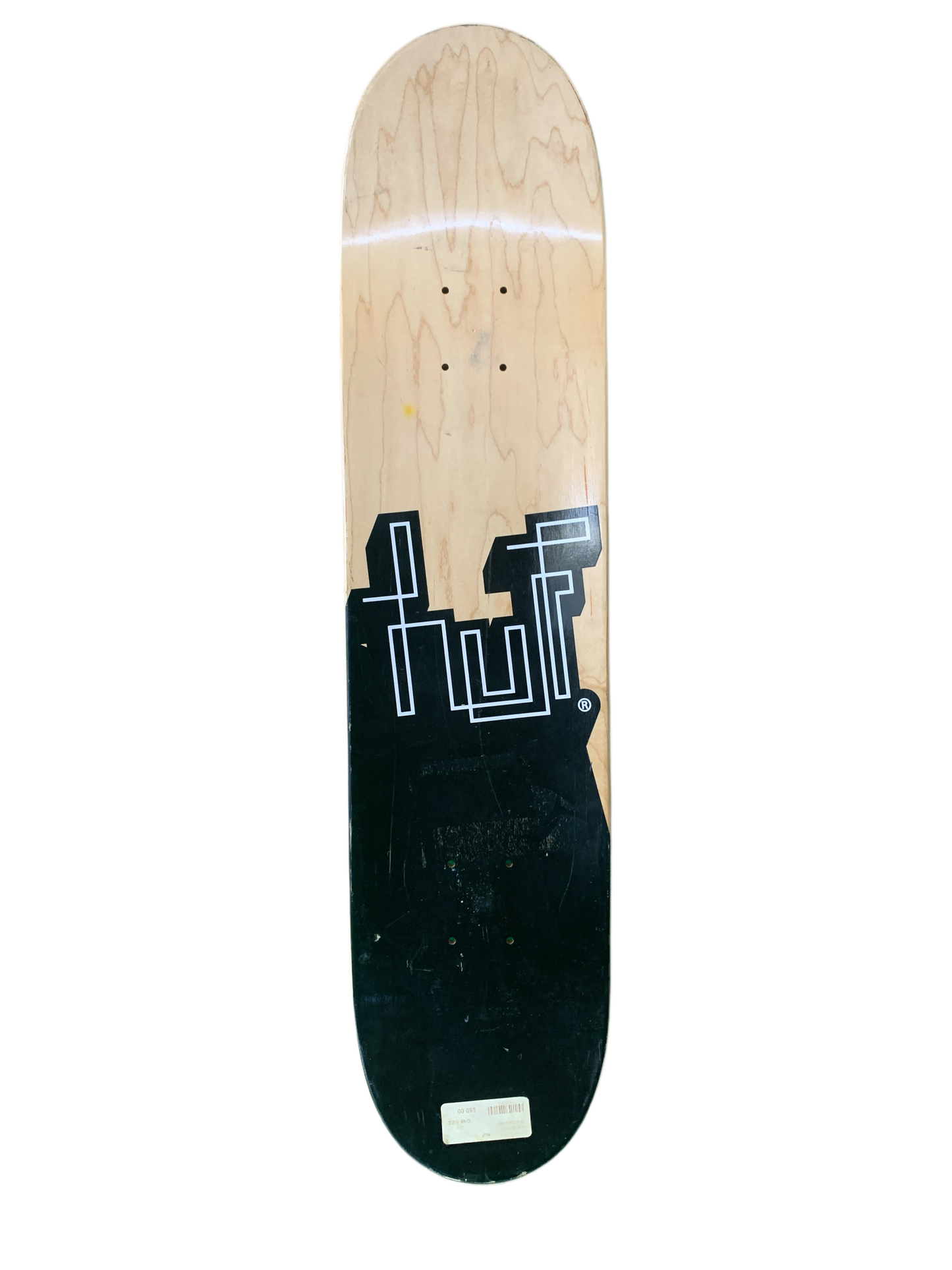 HUF Logo Orange/White Natural Wood 7.5" Classic Skateboard Deck