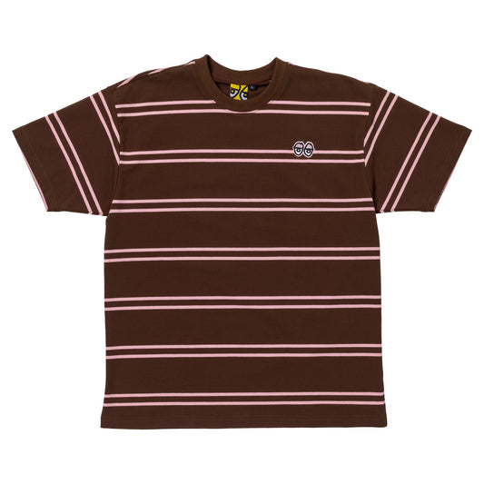 Krooked Eyes Embroidered Stripe Brown Pink S/s Shirt