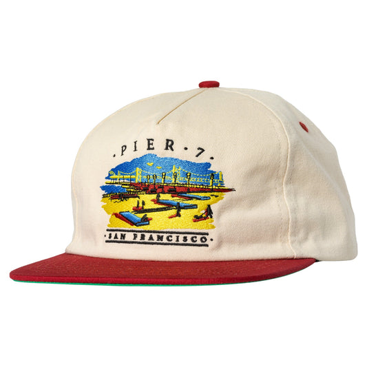 Real Pier 7 Natural / Maroon Snapback Hat