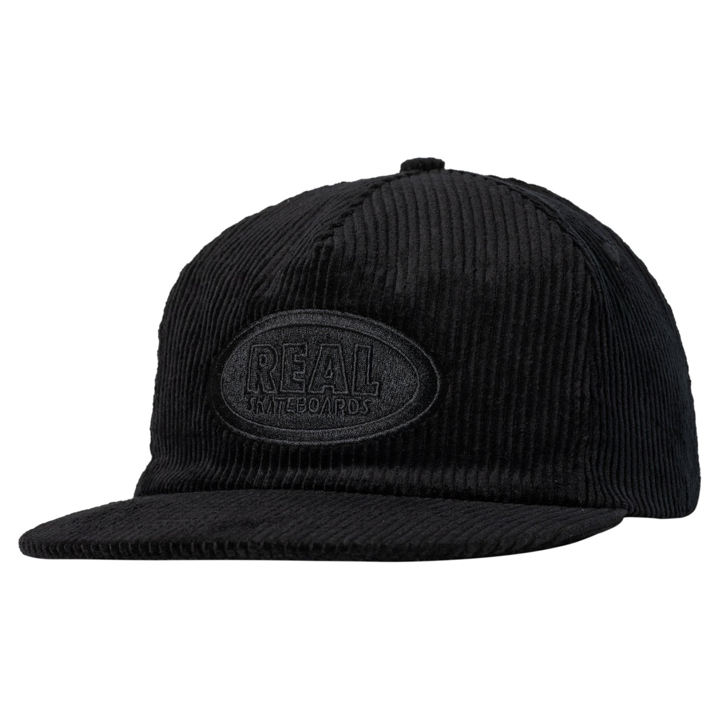 Real Oval Black / Black Snapback Hat
