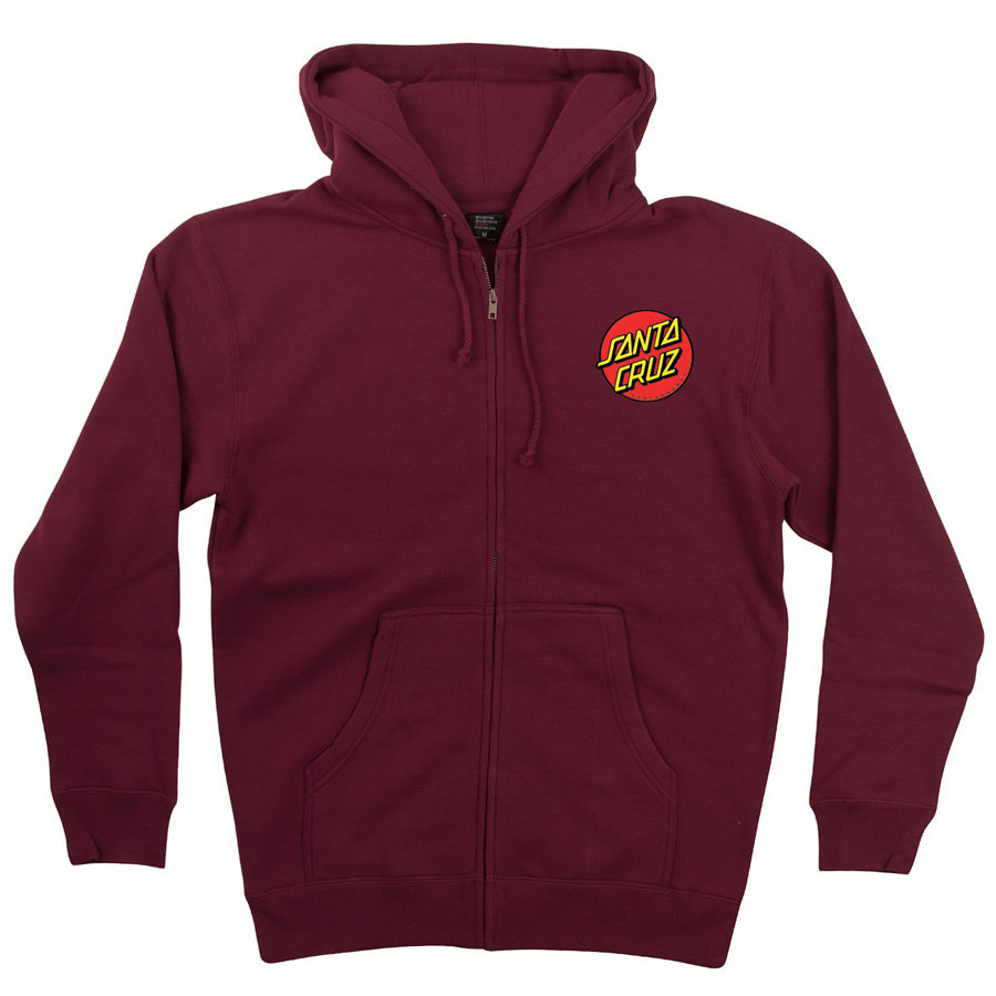 Santa Cruz Classic Dot Zip Up Heavyweight Hooded Sweatshirt - Bow Shock Marketplace