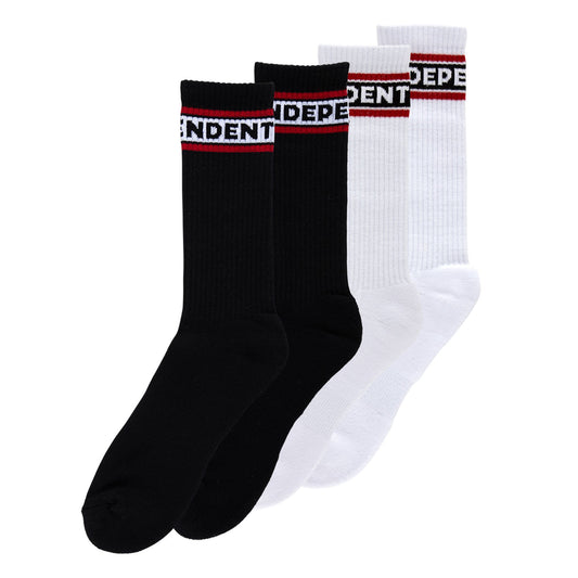 Independent Bar Logo Black White 2-Pack Crew Socks