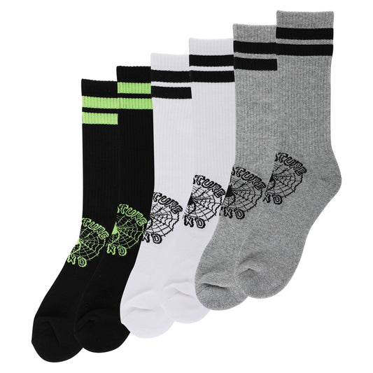 Creature Web Crew Black White Grey 3-Pack Crew Socks