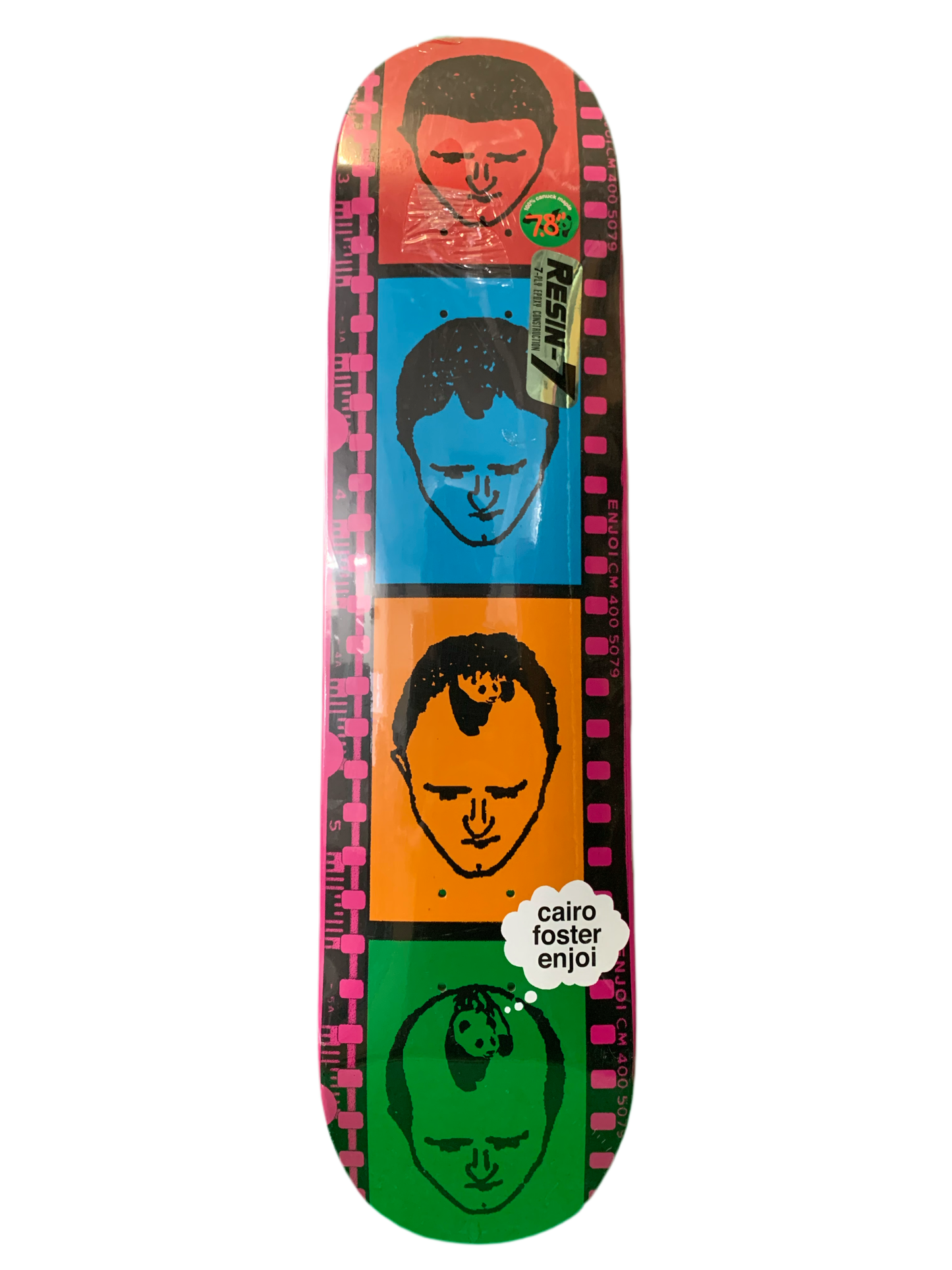 Enjoi Cairo Foster Film Strip Rainbow 7.8" Classic Skateboard Deck