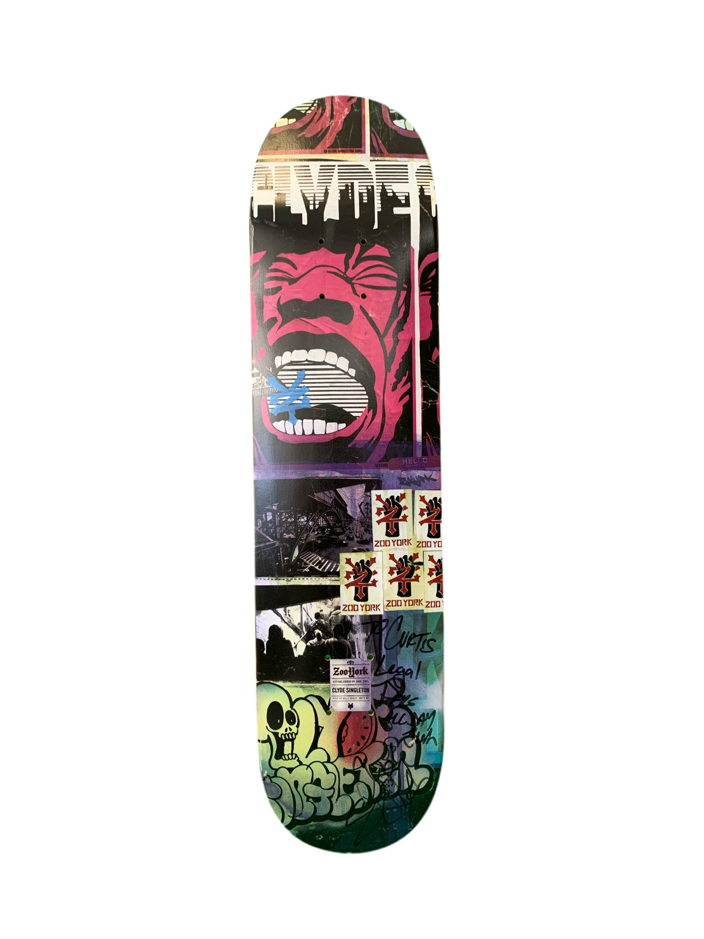 Zoo York Clyde Singleton NY Collage Signed 7.5” Classic Skateboard Deck