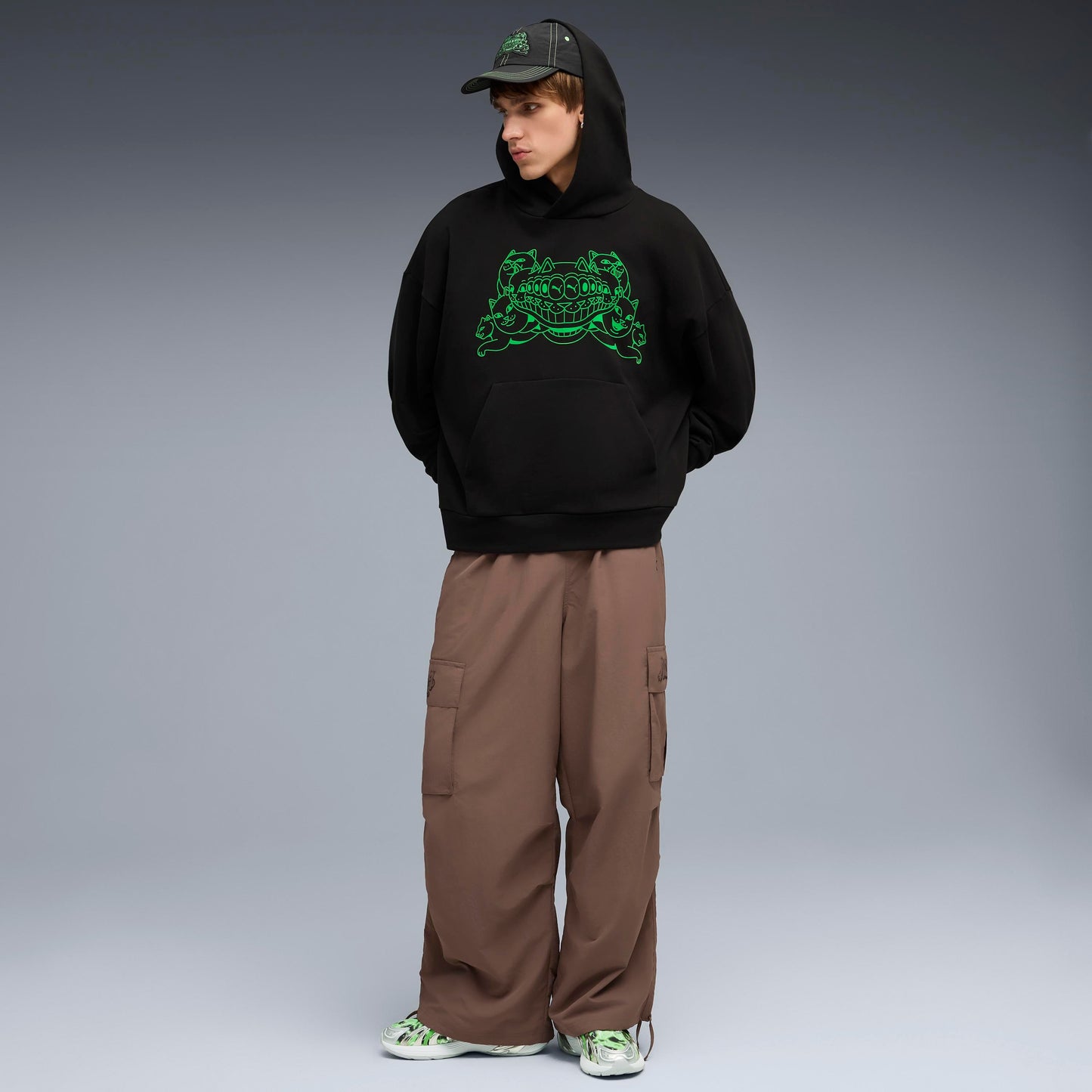 PUMA X RIPNDIP Boxy Graphic Hoodie (Puma Black)