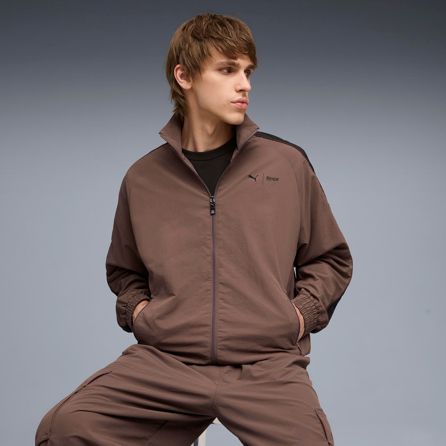 PUMA X RIPNDIP T7 Oversized Track Jacket (Flat Bronze)