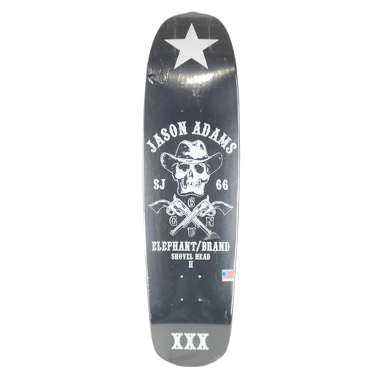 Elephant Jason Adams Shovel Head II Cowboy Skull Black/White Size 8.75" Vintage NOS Deck