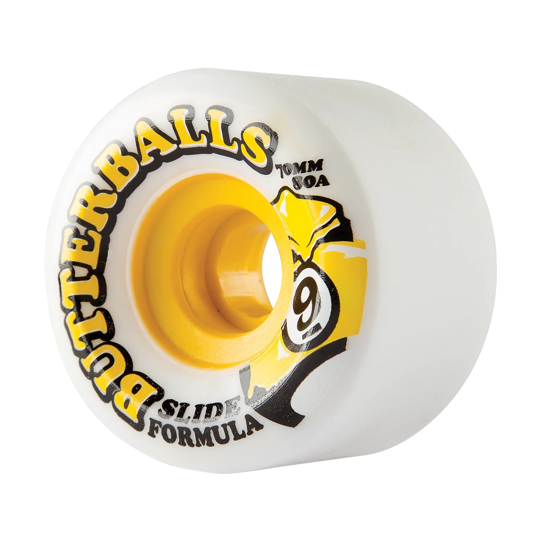 Sector 9 Wheels Slide Butterballs 70mm 80a - White/Yellow (Set) - Bow Shock Marketplace
