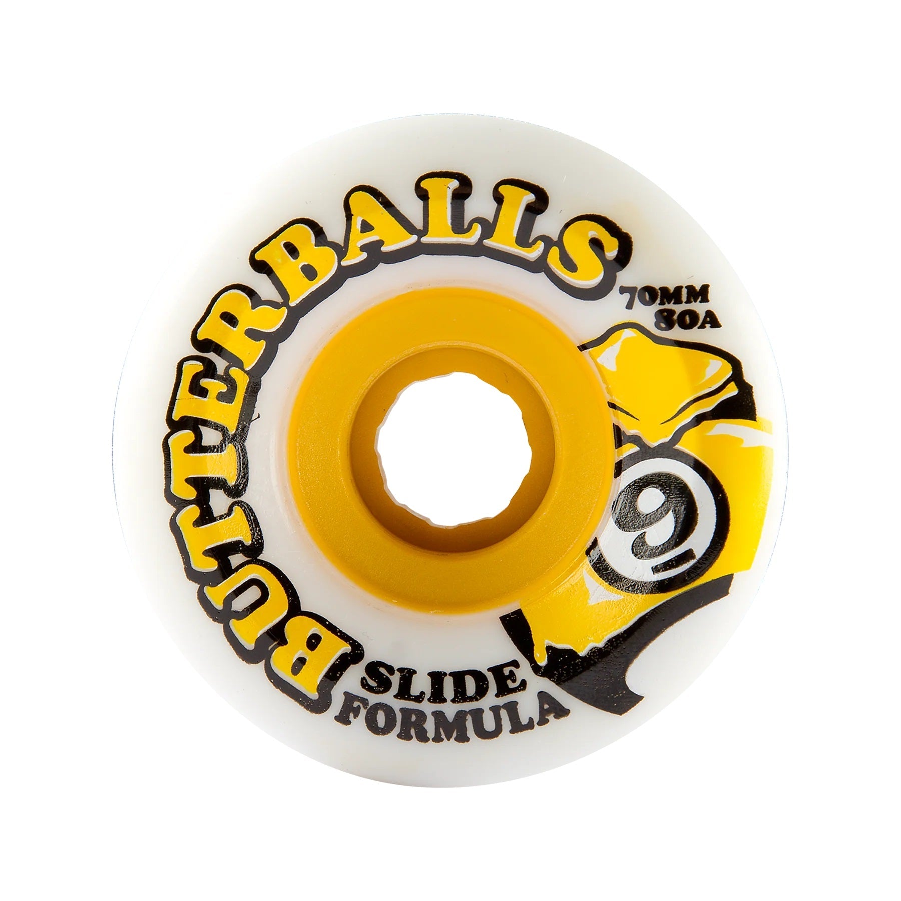Sector 9 Wheels Slide Butterballs 70mm 80a - White/Yellow (Set) - Bow Shock Marketplace