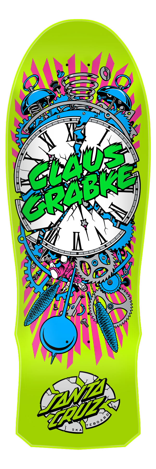 SANTA CRUZ CLAUS GRABKE EXPLODING CLOCK YELLOW 10.04" SKATEBOARD DECK - Bow Shock Marketplace