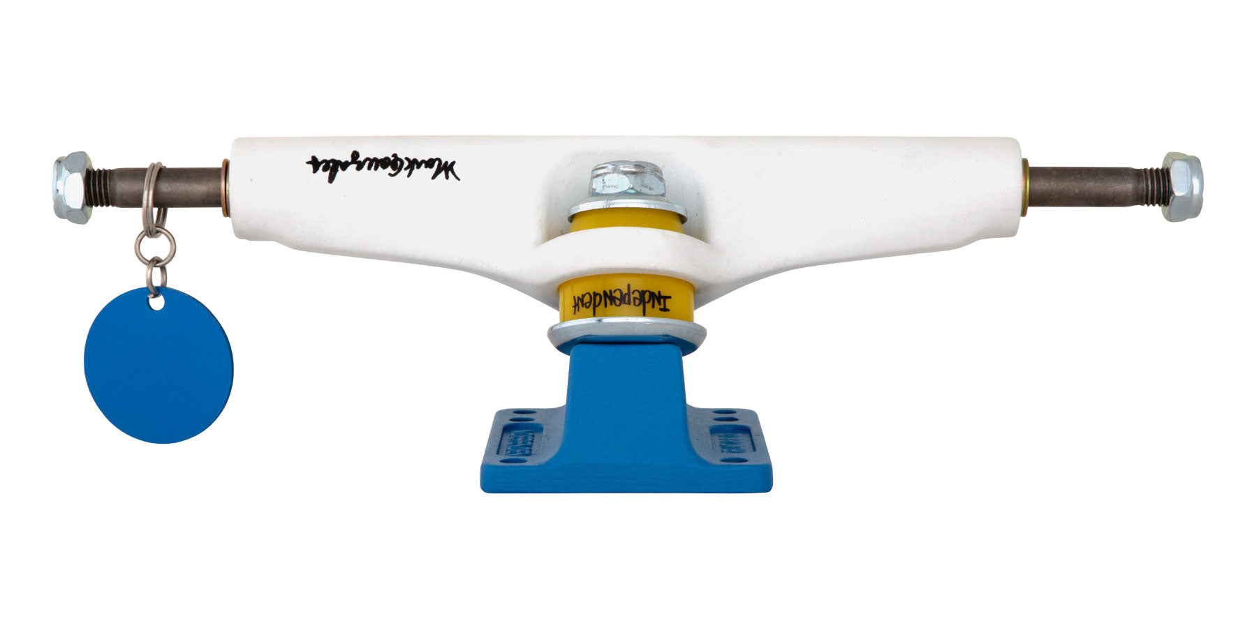 Independent Stage 4 Pro Gonzales Flat White Blue Standard Skateboard Trucks - Bow Shock Marketplace