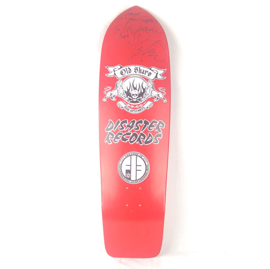 Factory 13 Disaster Records Signed Red/White/Black Size 9 Shaped Skateboard Deck