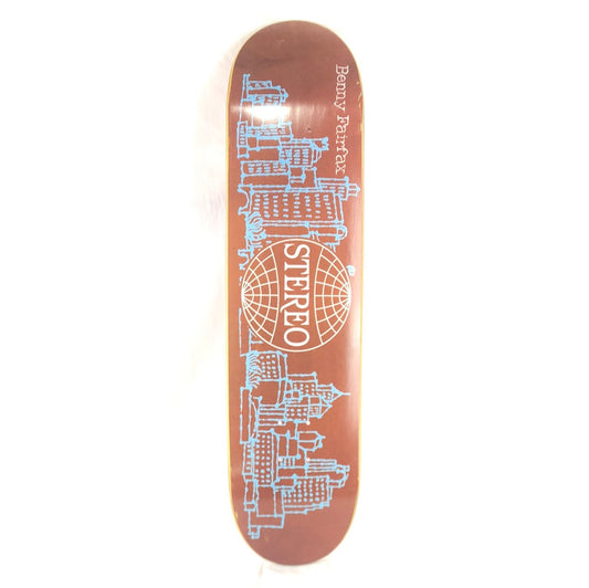 Stereo Benny Fairfax Buildings Brown/Blue/White Size 7.75" Classic Skateboard Deck