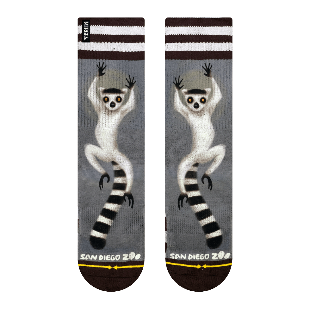 San Diego Zoo Ring-Tailed Lemur Crew Sock