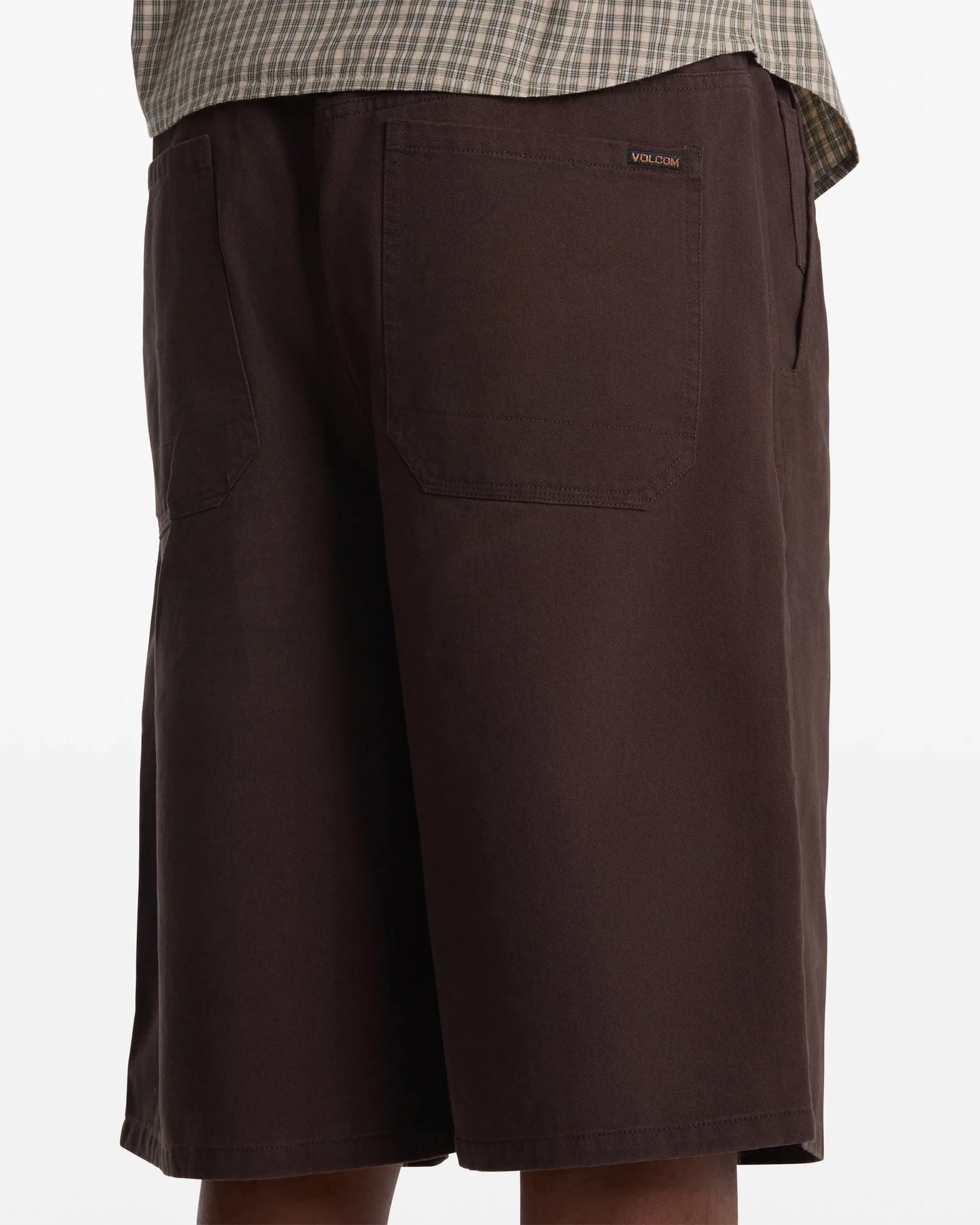 Volcom Chillow 24" Pleated Elastic Waist Cacao Brown Shorts
