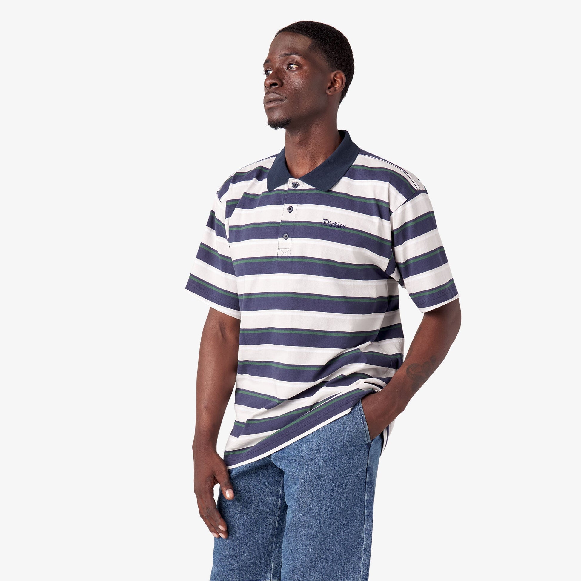 Dickies Skateboarding Guy Mariano Short Sleeve Polo Shirt - Guy Mariano Stripe - Bow Shock Marketplace