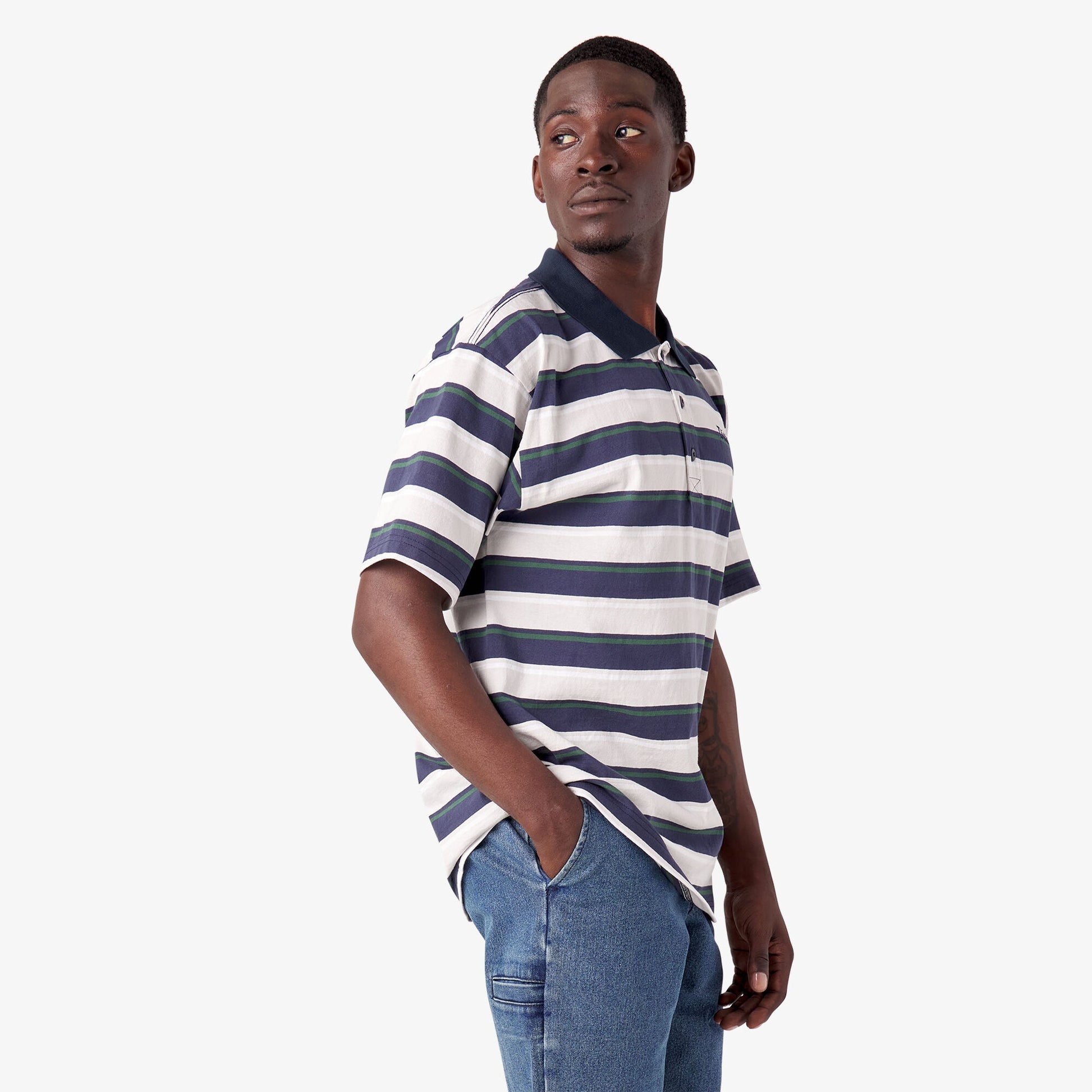 Dickies Skateboarding Guy Mariano Short Sleeve Polo Shirt - Guy Mariano Stripe - Bow Shock Marketplace
