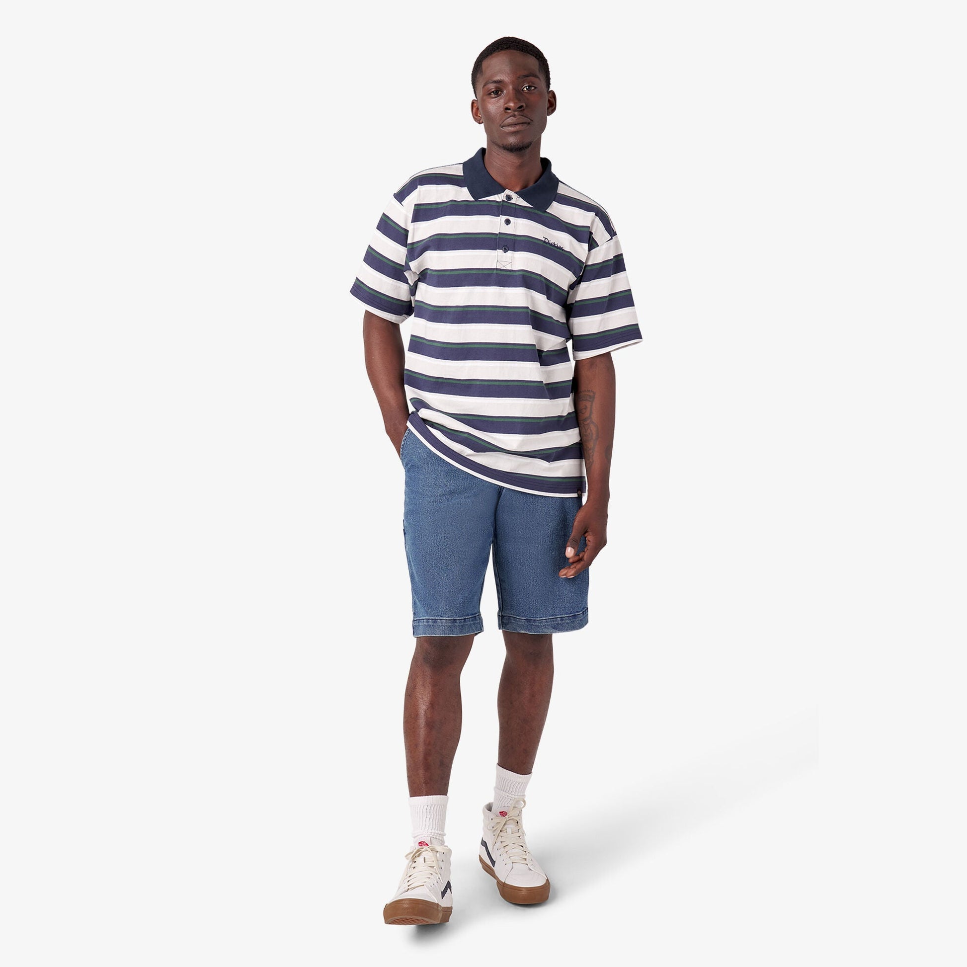 Dickies Skateboarding Guy Mariano Short Sleeve Polo Shirt - Guy Mariano Stripe - Bow Shock Marketplace