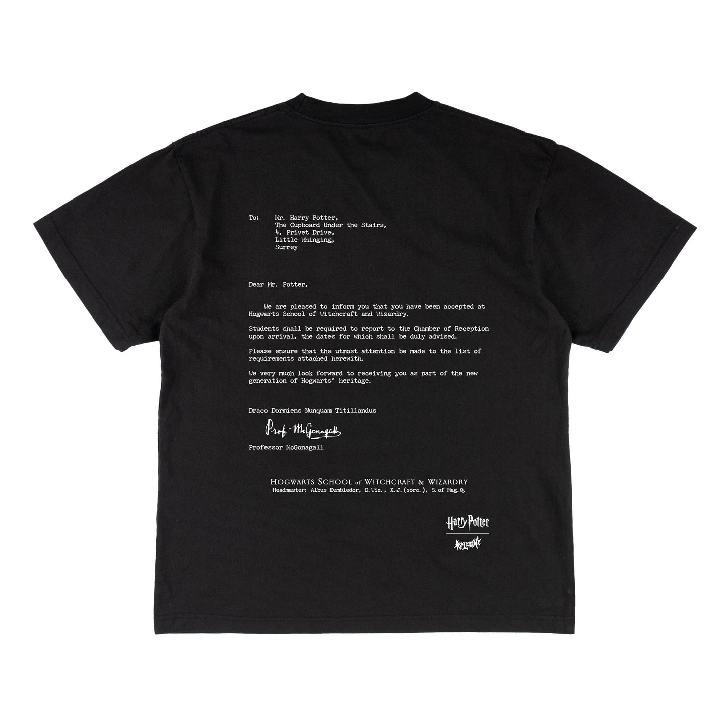 Welcome x Harry Potter Acceptance Boxy Garment-Dyed Tee - Black