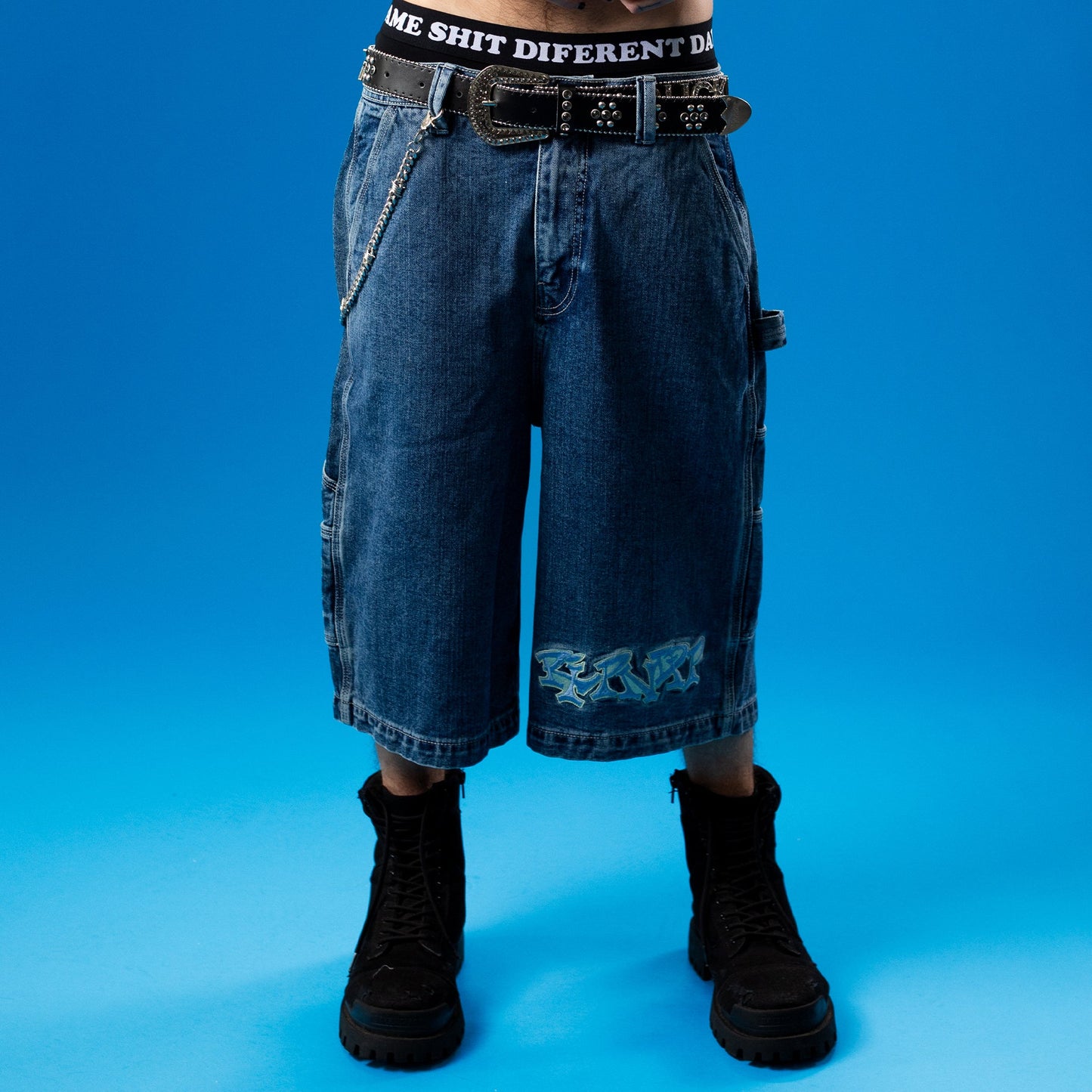 Ace Ultra Wide Leg Shorts (Medium Wash)