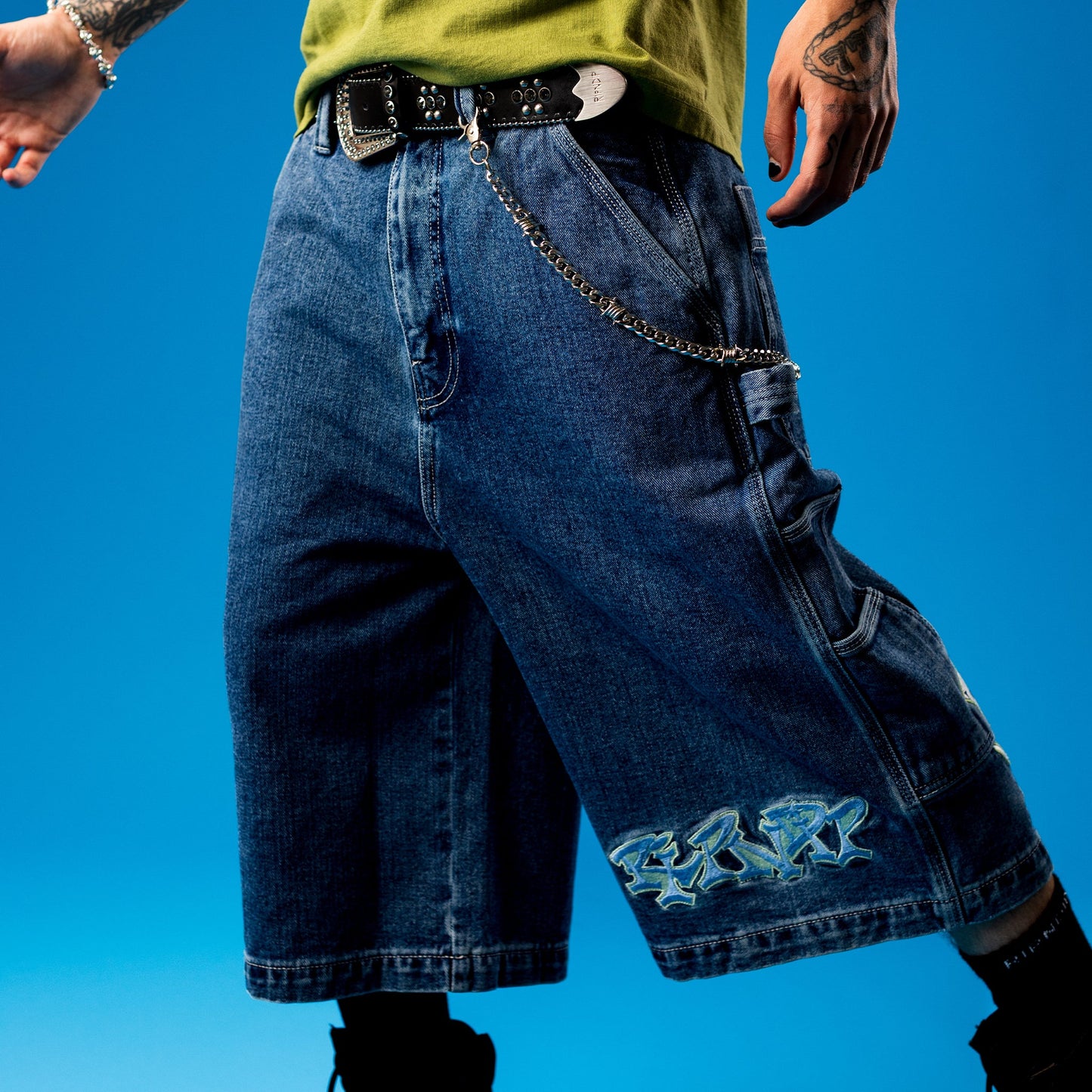 Ace Ultra Wide Leg Shorts (Medium Wash)