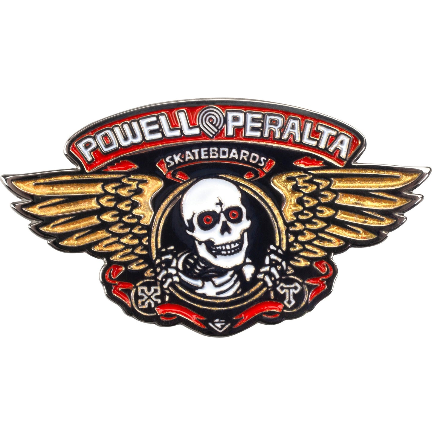 Powell Peralta Winged Ripper Lapel Pin - Red/Metallic Gold - Bow Shock Marketplace