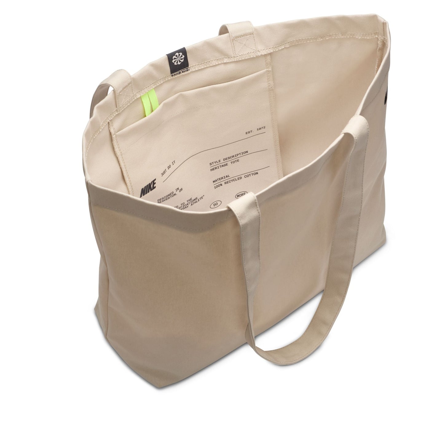 Nike Heritage 2.0 Oatmeal / Volt / Black Tote Bag