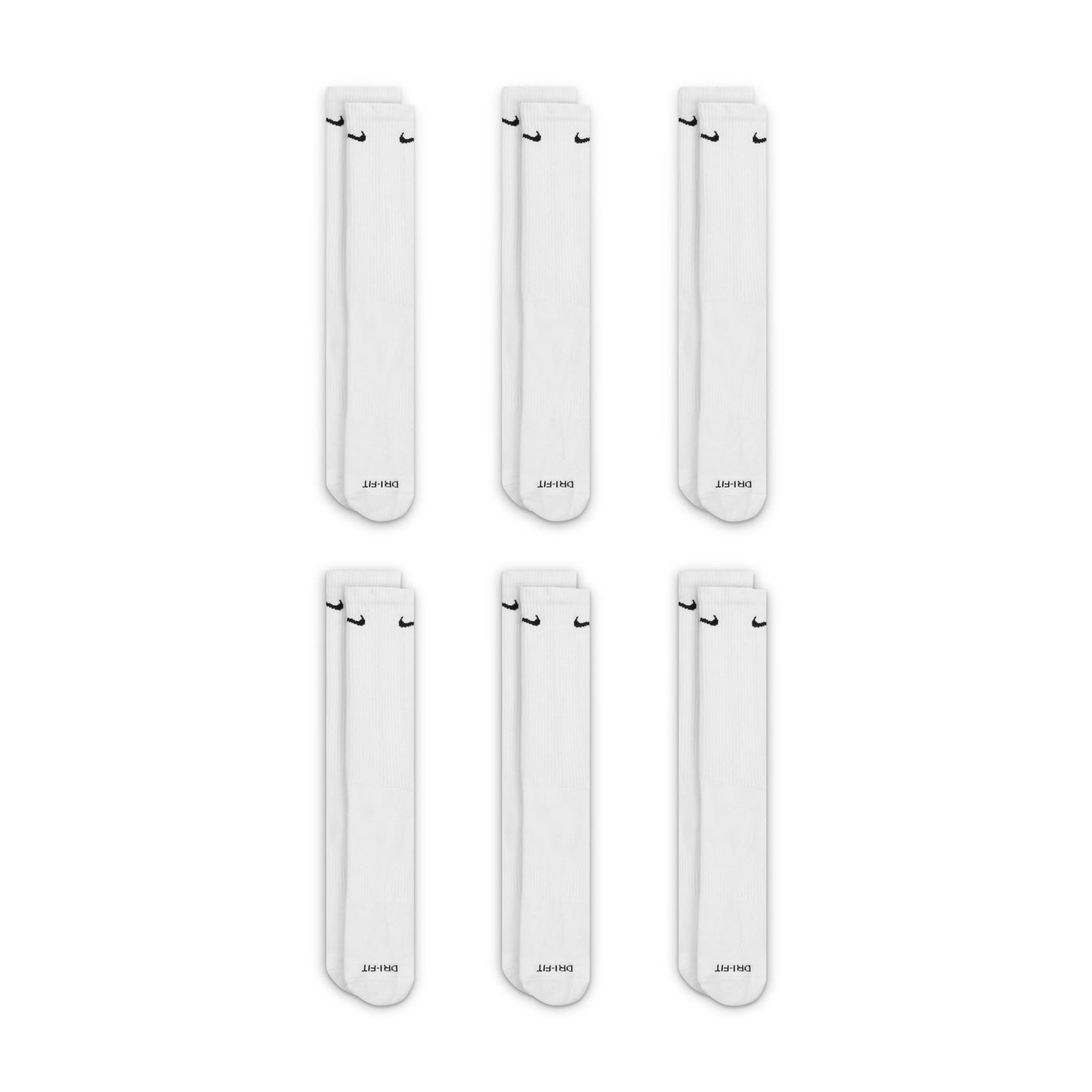 Nike Everyday Plus Cushioned White/Black 6 Pack Crew Socks