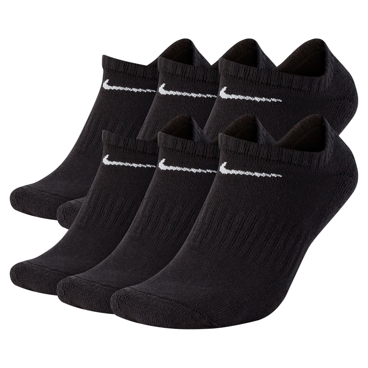 Nike Everyday Plus Cushioned Black/White 6 Pack No Show Socks