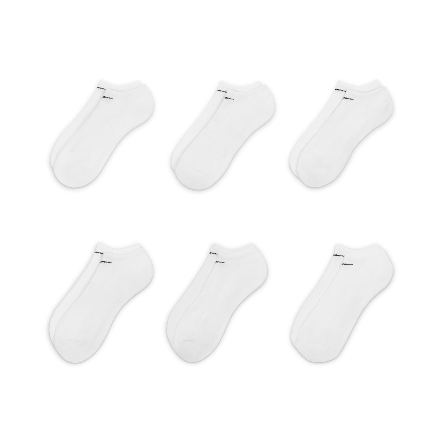 Nike Everyday Plus Cushioned White/Black 6 Pack No Show Socks